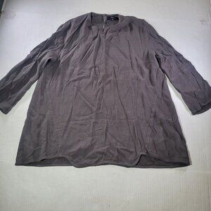 Madewell Women Textured Gray 3/4 Sleeve Tunic Top Size Medium